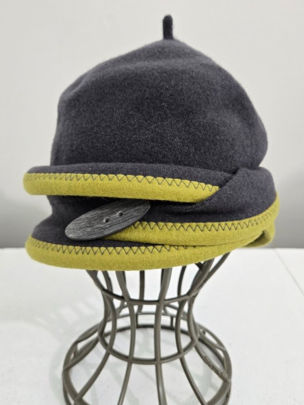 Autruche Womens Wool Felt Cloche Hat One Size Artsy French Vintage Chic Funky